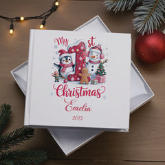 Personalised Baby Girl First Christmas Photo Album In Gift Box