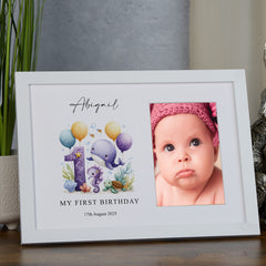 Personalised First Birthday Photo Frame With Sea Animals