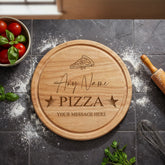 Large Personalised Custom Pizza Board Names Serving Tray Round Wooden ukgiftstoreonline