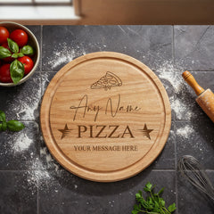 Large Personalised Custom Pizza Board Names Serving Tray Round Wooden ukgiftstoreonline