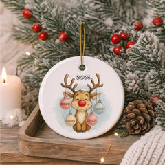 First Christmas as a Family Reindeer Decoration Keepsake Christmas Bauble Gift Personalised Heart Gifts ukgiftstoreonline Family of Four