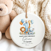 Personalised First Birthday Ornament Keepsake Gift With Safari Animals Personalised Heart Gifts ukgiftstoreonline Design 2