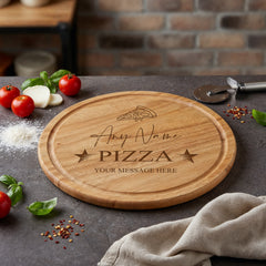 Large Personalised Custom Pizza Board Names Serving Tray Round Wooden ukgiftstoreonline