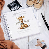 Personalised Baby's First Year Keepsake Journal Milestones and Memories With Cute Giraffe