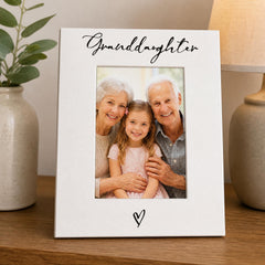 Photo Frame, White Wooden 6X4 Portrait, Granddaughter Heart ukgiftstoreonline