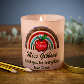 Beautiful Pink Teacher Candle Jar Gift With Rainbow