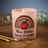 Beautiful Pink Teacher Candle Jar Gift With Rainbow