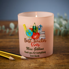 Beautiful Pink Teacher Candle Jar Gift With Stationary