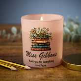 Beautiful Pink Teacher Candle Jar Gift With Floral Books