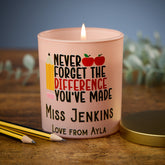 Beautiful Pink Teacher Candle Jar Gift Never Forget The Difference