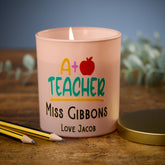 Beautiful Pink A Plus Teacher Candle Jar Gift