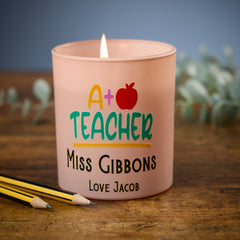 Beautiful Pink A Plus Teacher Candle Jar Gift