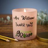 Beautiful Pink Teacher Candle Thank You For Helping Me Grow Jar Gift