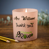 Beautiful Pink Teacher Candle Thank You For Helping Me Grow Jar Gift