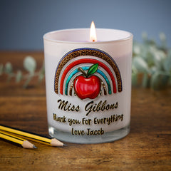 Beautiful Embellished Teacher Candle Jar Gift With Rainbow