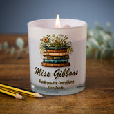Beautiful Embellished Teacher Candle Jar Gift With Floral Books