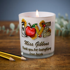 Beautiful Embellished Love Teacher Candle Jar Gift