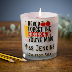 Beautiful Embellished Teacher Candle Jar Gift Never Forget