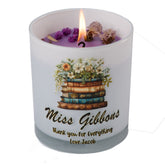 Beautiful Embellished Teacher Candle Jar Gift With Floral Books