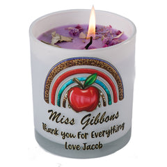 Beautiful Embellished Teacher Candle Jar Gift With Rainbow
