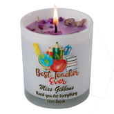 Beautiful Embellished Best Teacher Candle Jar Gift With Stationary