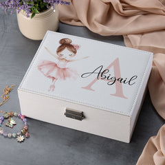 Personalised Girls Ballerina Large Jewellery Box Gift Customised