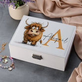 Personalised Funny Highland Cow Large Jewellery Box Gift