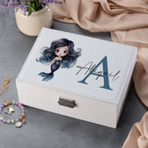Personalised Girls Black Mermaid Large Jewellery Box Gift Customized