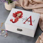 Personalised Girls Red Mermaid Large Jewellery Box Gift Customized