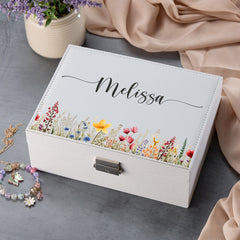 Personalised Wildflower Jewellery Box Gift For Her