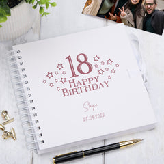 Personalised Any Age Birthday Scrapbook Photo Album Guest Book Star Design 18th, 21st, 30th, 40th, 50th, 60th
