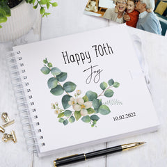 Personalised Any Age Birthday Eucalyptus Scrapbook, Guest Book, Photo Album