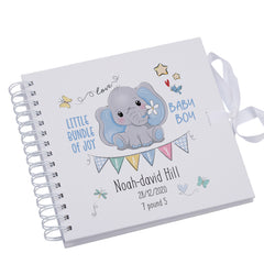 Personalised Baby Boy Scrapbook Photo Album Or Guest Book with Elephant