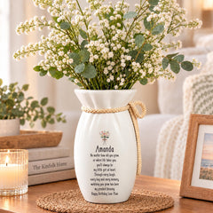 Personalised Flower Vase, Daughter Gift, Twine Detail 195X110Mm ukgiftstoreonline