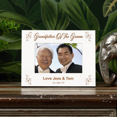 White Engraved Personalised Grandfather Of The Groom Photo Frame Gift