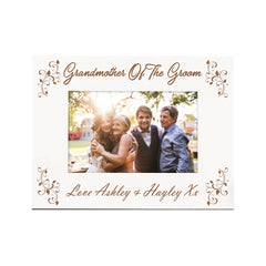 White Engraved Personalised Grandmother Of The Groom Photo Frame Gift