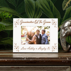 White Engraved Personalised Grandmother Of The Groom Photo Frame Gift