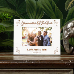 White Engraved Personalised Grandmother Of The Bride Photo Frame Gift