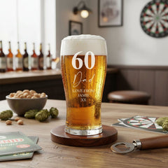 Engraved Personalised 60th Birthday Signature Pint Beer Glass Gift Boxed personalised beer glasses ukgiftstoreonline