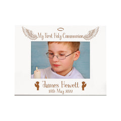 White Boys First Holy Communion Personalised Photo Frame Gift