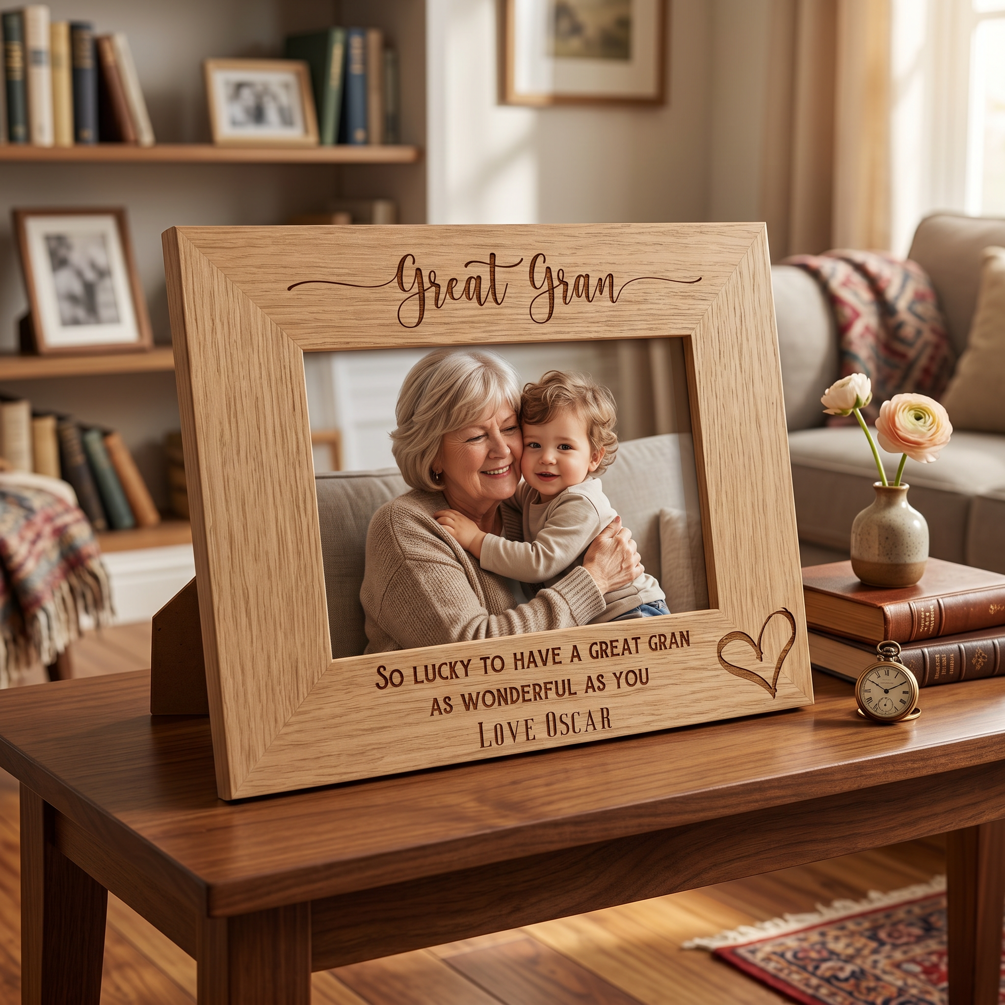 Personalised Great Gran Love Heart Engraved Landscape Photo Frame Gift personalised photo frames ukgiftstoreonline
