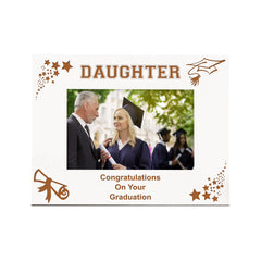 Daughter Graduation Day White Photo Frame Gift With Stars