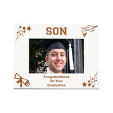 Son Graduation Day White Photo Frame Gift With Stars