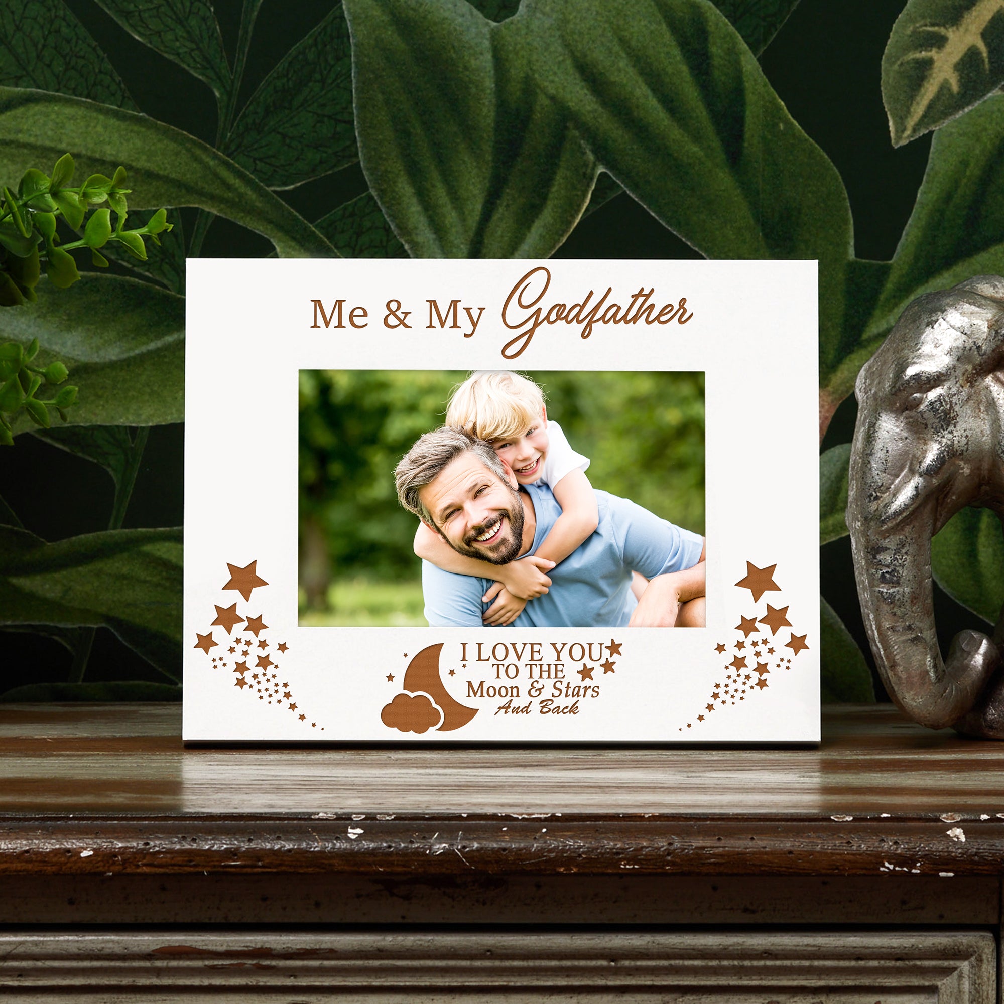 Me and My Godfather Love You To The Moon White Photo Frame Gift Godfather Photo Frame ukgiftstoreonline