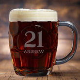 Personalised Birthday Any Age Engraved Traditional Dimple Beer Mug Tankard Glass Gift