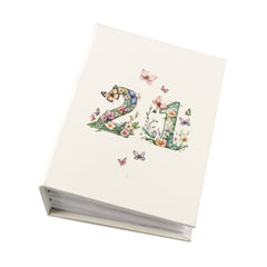 21st Birthday Photo Album Gift For Her 100 Photos 6"x4" Butterflies and Flowers Personalised Photo Album ukgiftstoreonline