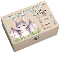 Personalised Wooden Baby Memory Keepsake Box With Cute Animals