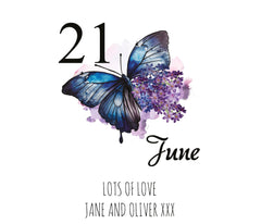 Personalised 21st Birthday Butterfly Gift Night Lamp With Wood Base
