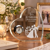 Personalised Engraved Heart Crystal Glass Clock Wedding Gift Or Wedding Present Personalised Crystal Glass ukgiftstoreonline