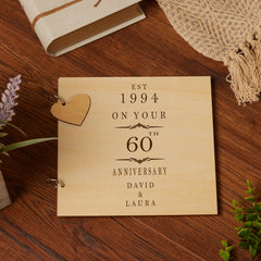 60th Anniversary Personalised Engraved Wooden Album Scrapbook For Memories